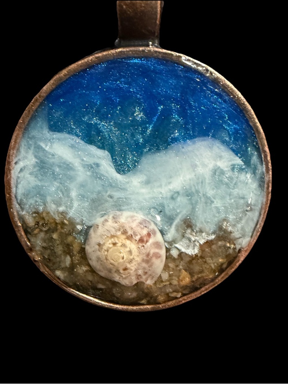 Handmade Blue Ocean Resin Shell Pendant Necklace